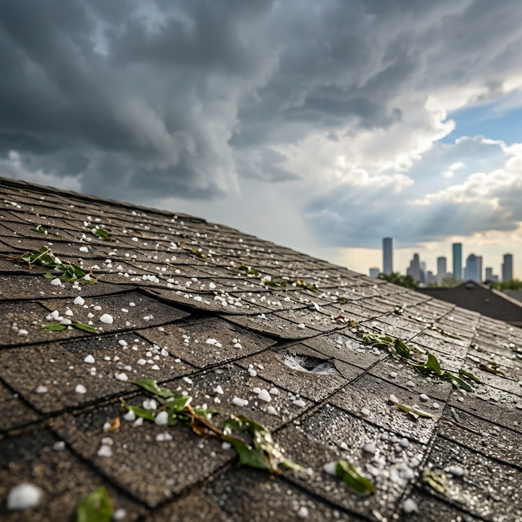 Storm damaged roof
