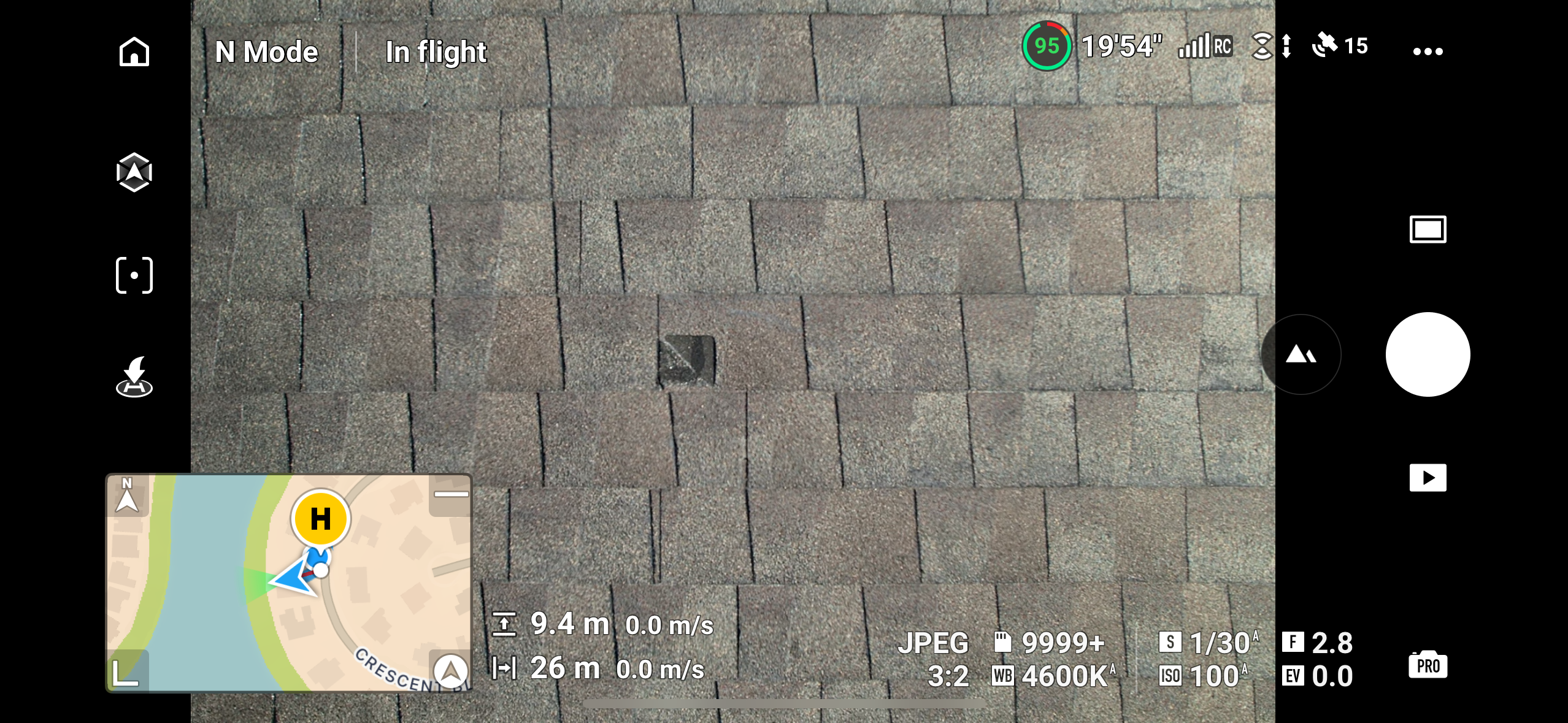 Drone inspecting a North Houston roof for damage