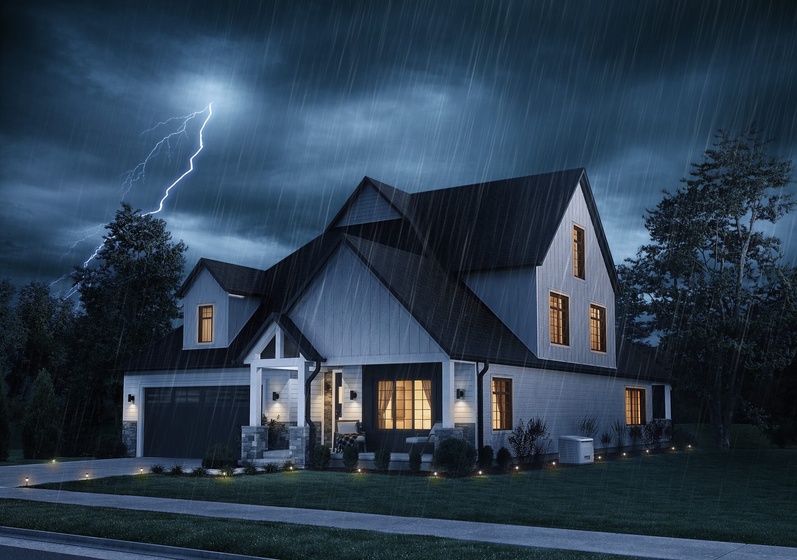 Home power generator during a storm